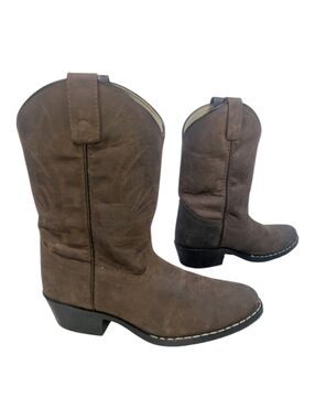 Masterson Boot Co. Leather Western Cowboy Brown Boots Boys / Kids Size 3